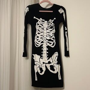 Black Skeleton Print Dress